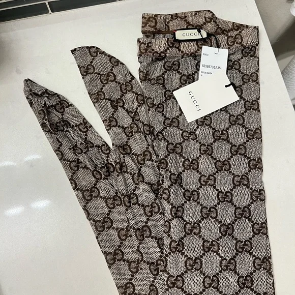 Gucci Brown Woman Monogram Tights - Picture 3 of 8
